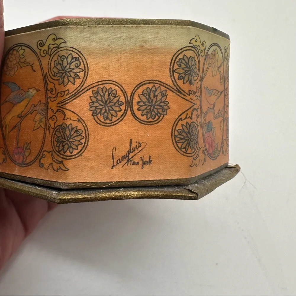 Shari Langlois New York Antique 1920's Powder Box Silk Powder Box Cherry
